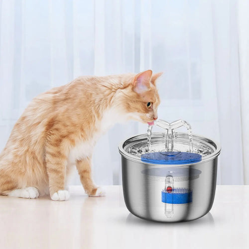 Stainless Steel Pet Water Fountain with Odor-Filtering Circulation for Cats
