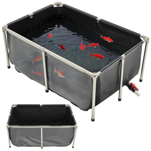 Ultra-Durable 126.8 Gal PVC Canvas Fish Tank & Koi Pond with Clear Viewing Panel