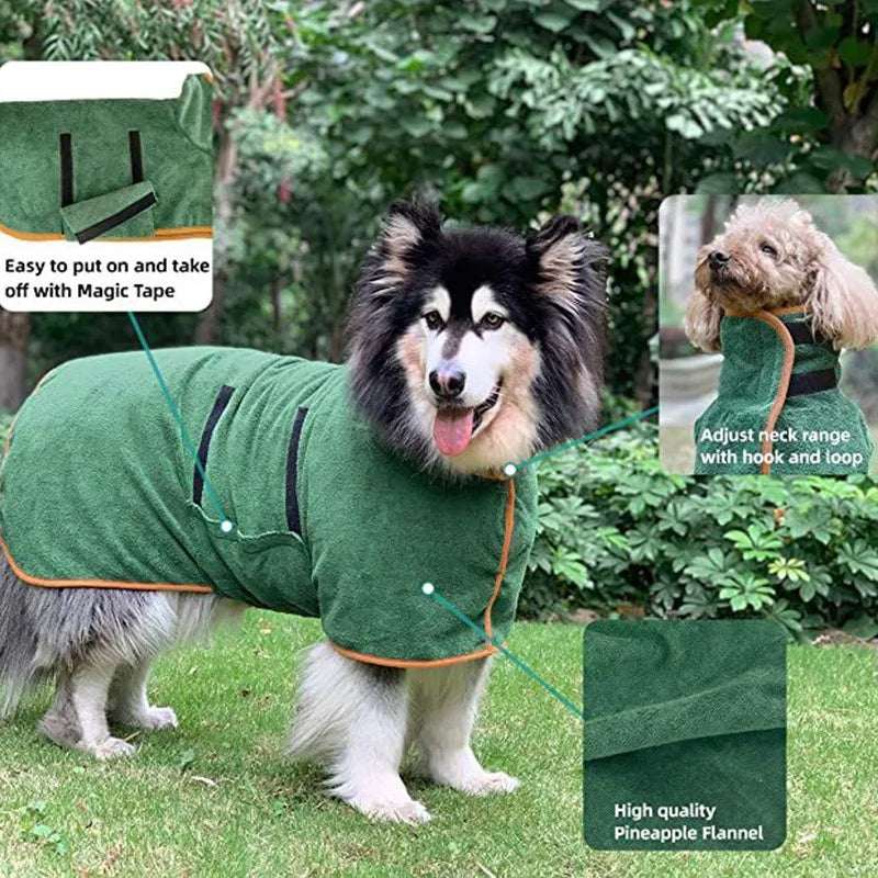 Ultra-Absorbent Wearable Pet Drying Robe for Cats & Dogs