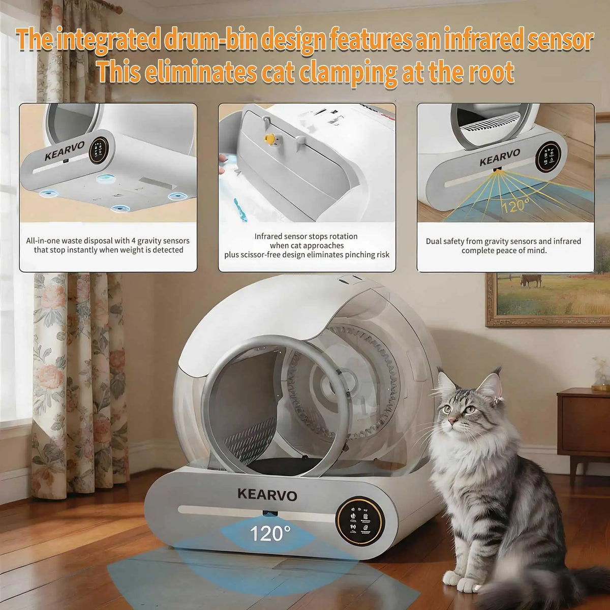 Tuya App-Controlled Automatic Cat Litter Box – 65L Odor-Sealed Waste Station