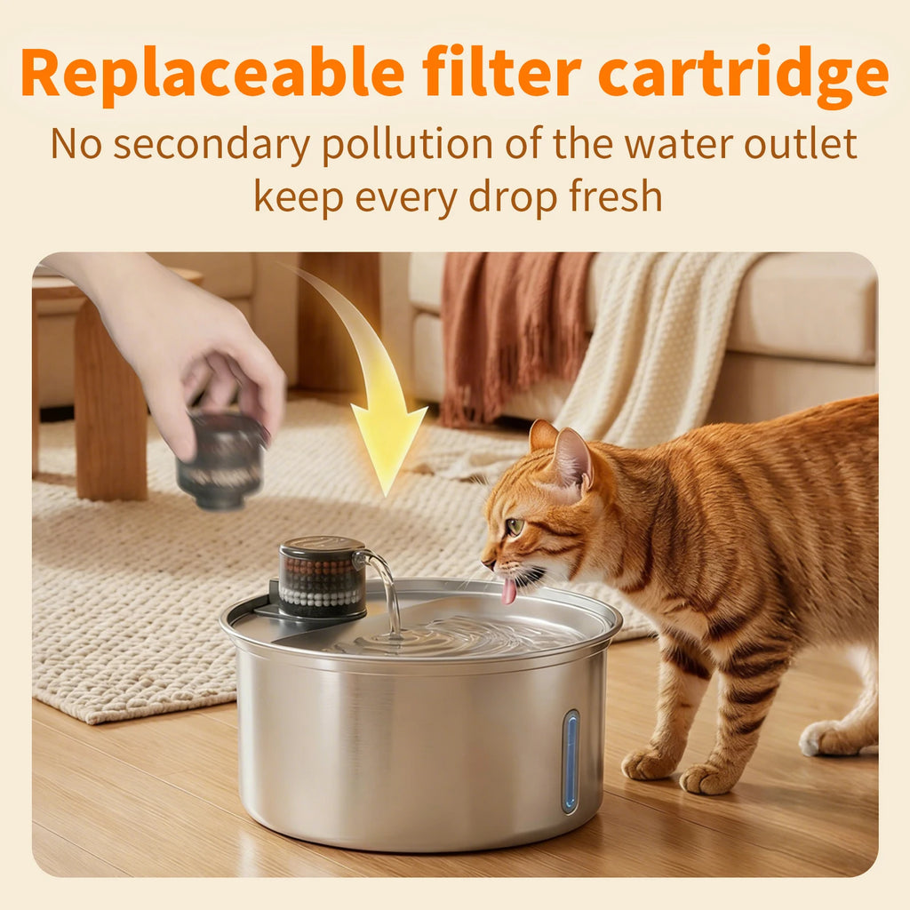 Electric Stainless Steel Water Bowl – Dirt-Resistant & Whisper-Quiet
