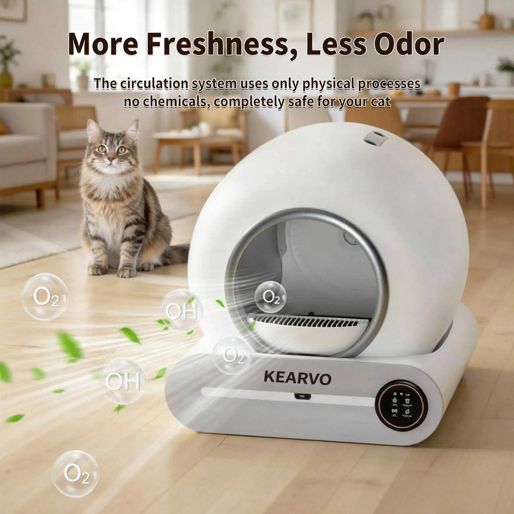 Tuya App-Controlled Automatic Cat Litter Box – 65L Odor-Sealed Waste Station
