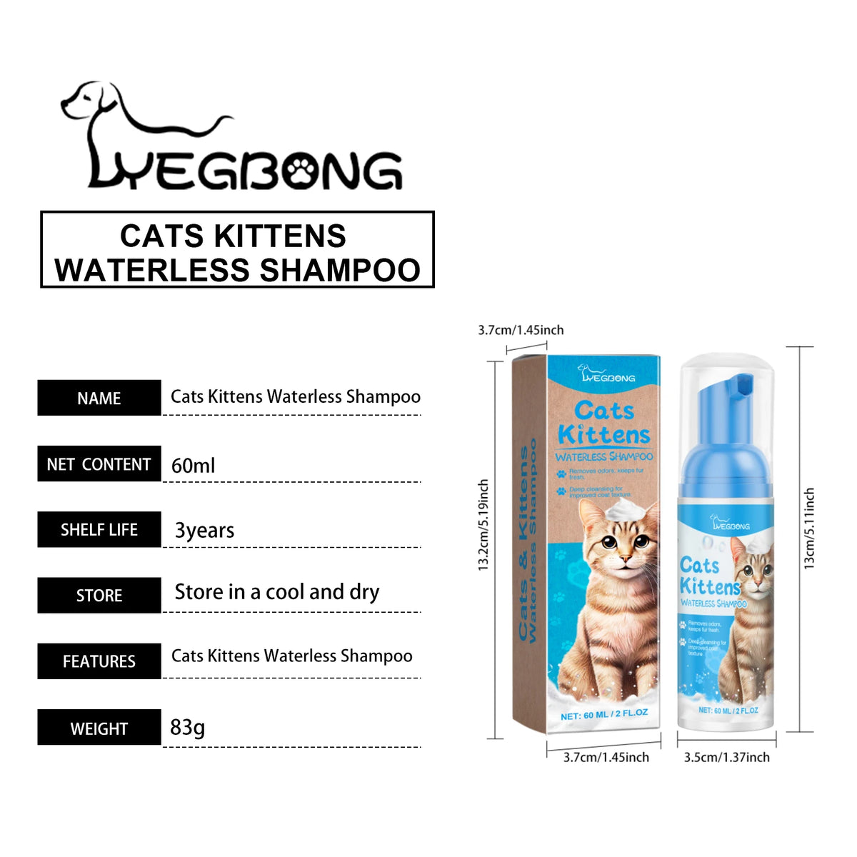 2-in-1 Pet Dry Foam Shampoo & Massage Cleanser for Dogs & Cats