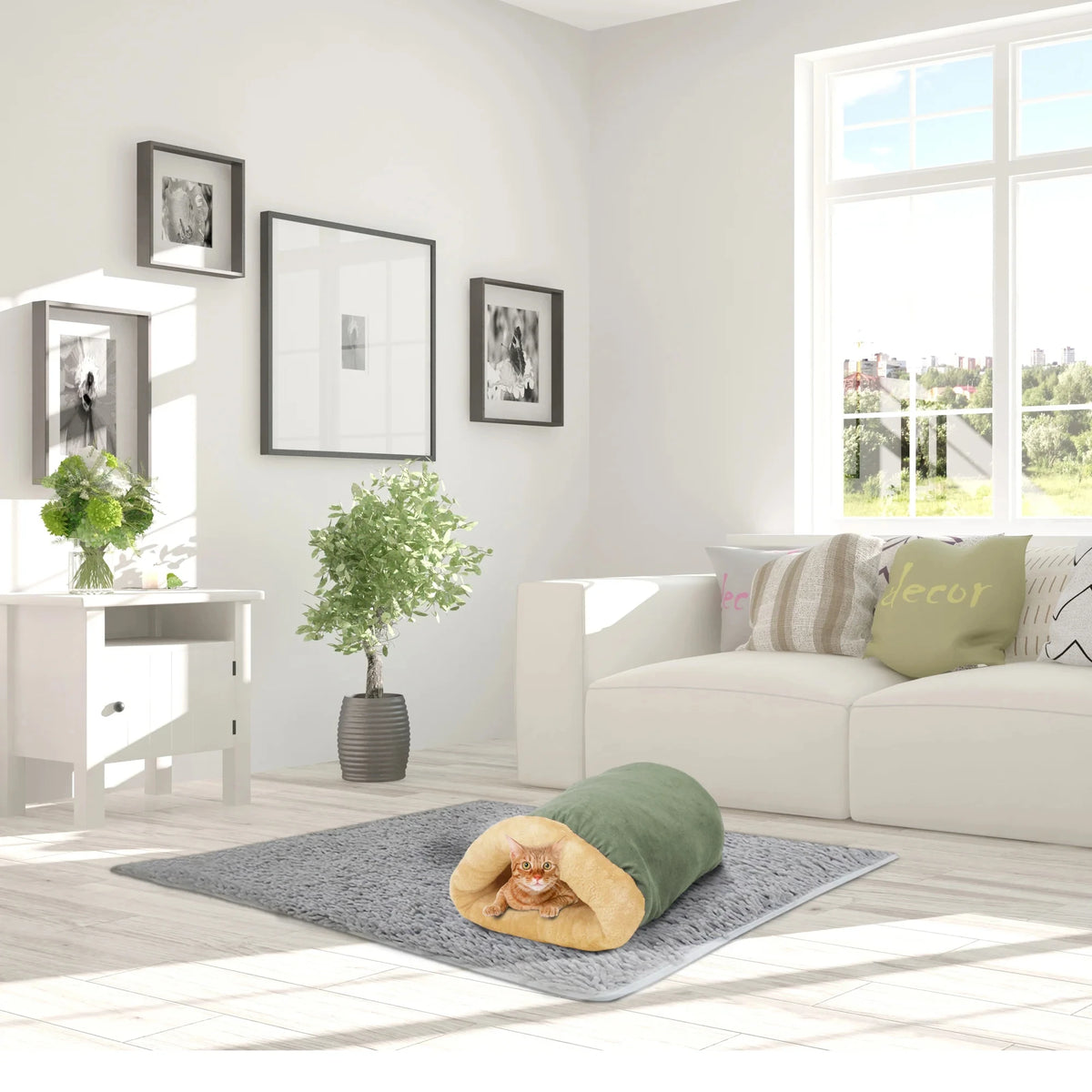 GOOPAWS Multi-Functional Self-Warming Indoor Cat Cave Bed