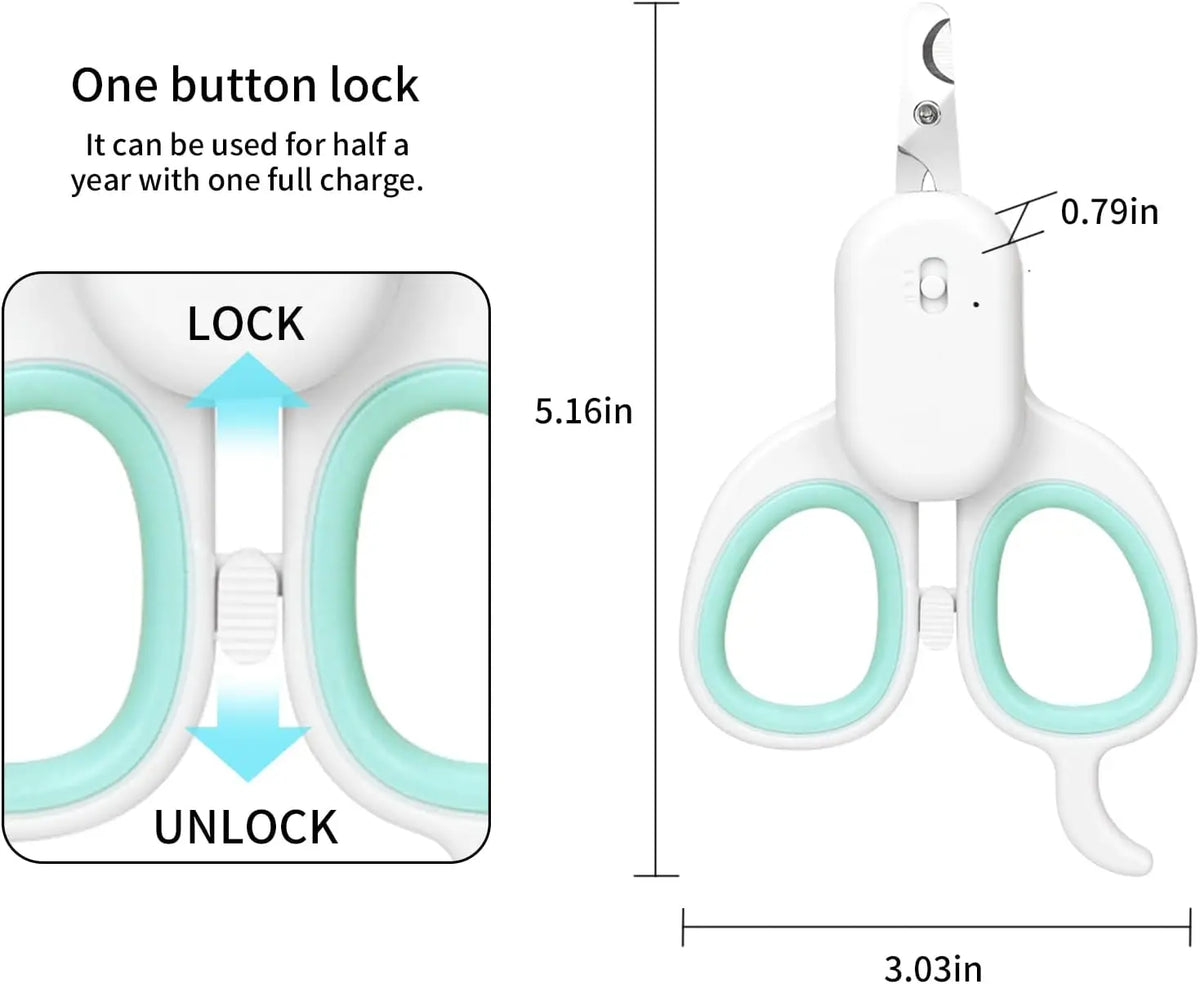 SafeTrim 2-in-1 Rechargeable Pet Nail Clipper with Bright LED Light