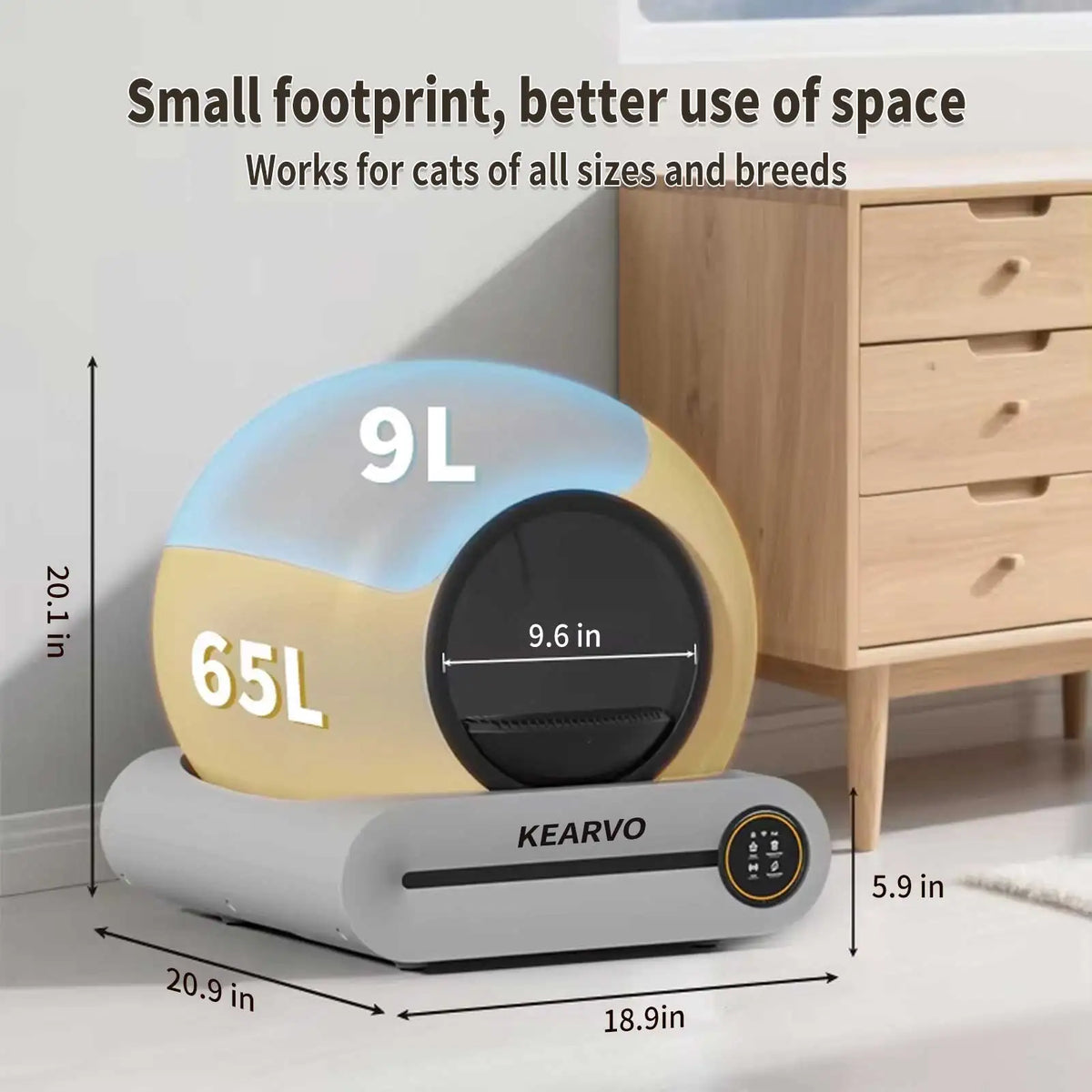 Tuya App-Controlled Automatic Cat Litter Box – 65L Odor-Sealed Waste Station