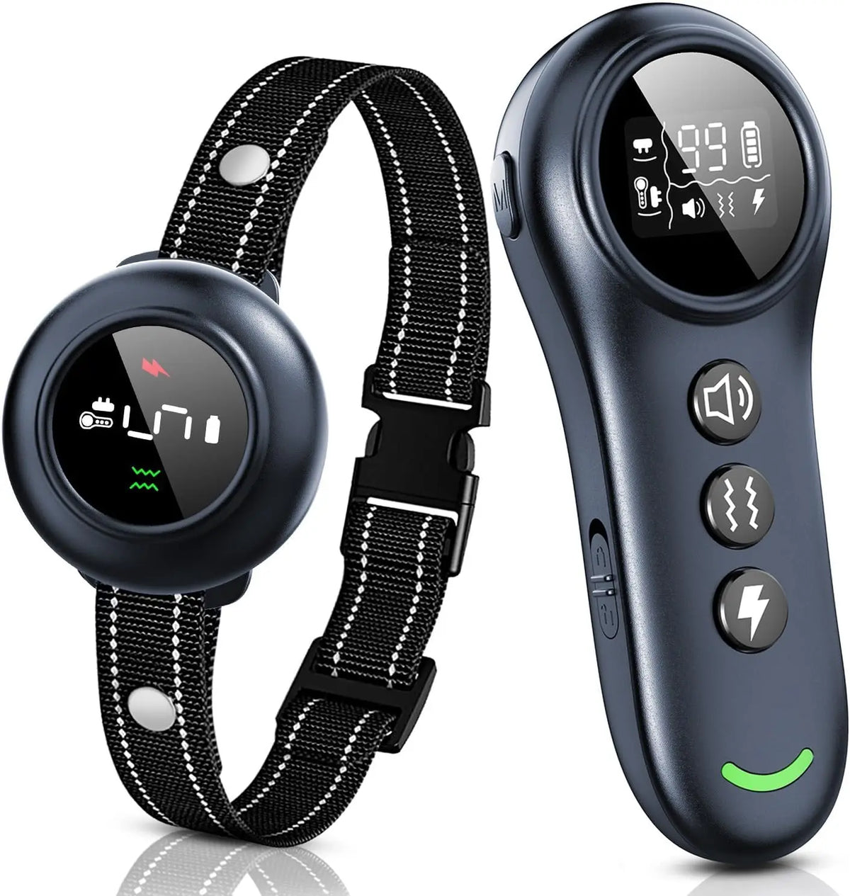 2-in-1 anti-bark dog training collar and remote, front view
