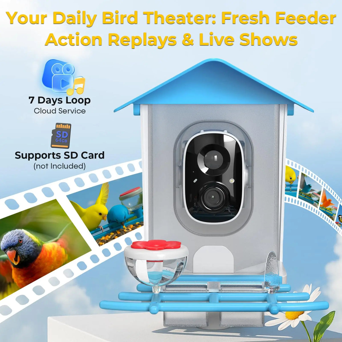 Smart Outdoor Bird Feeder with Camera & Solar Panel – App Controlled
