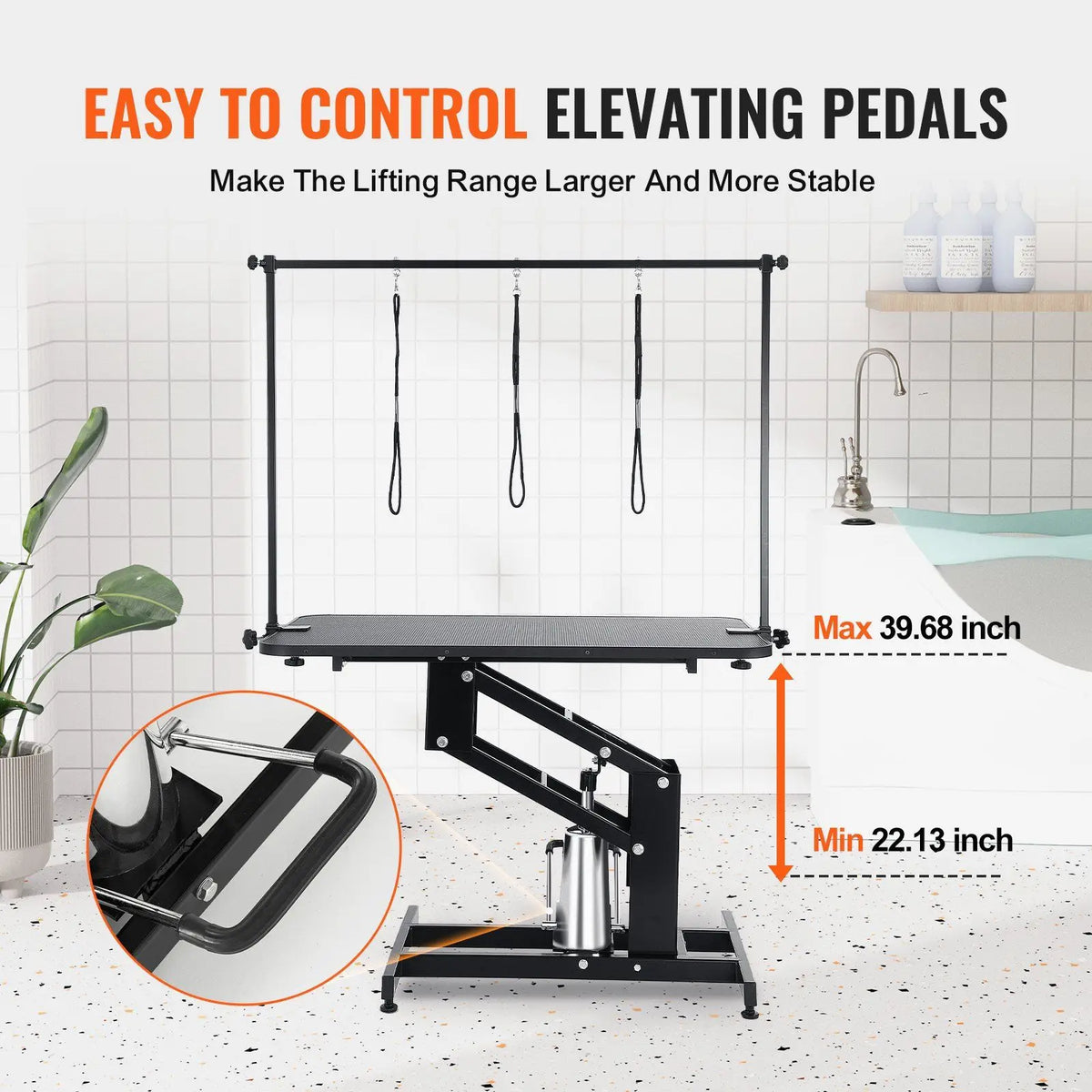 Professional Hydraulic Heavy-Duty Grooming Table (43") for Large Dogs.