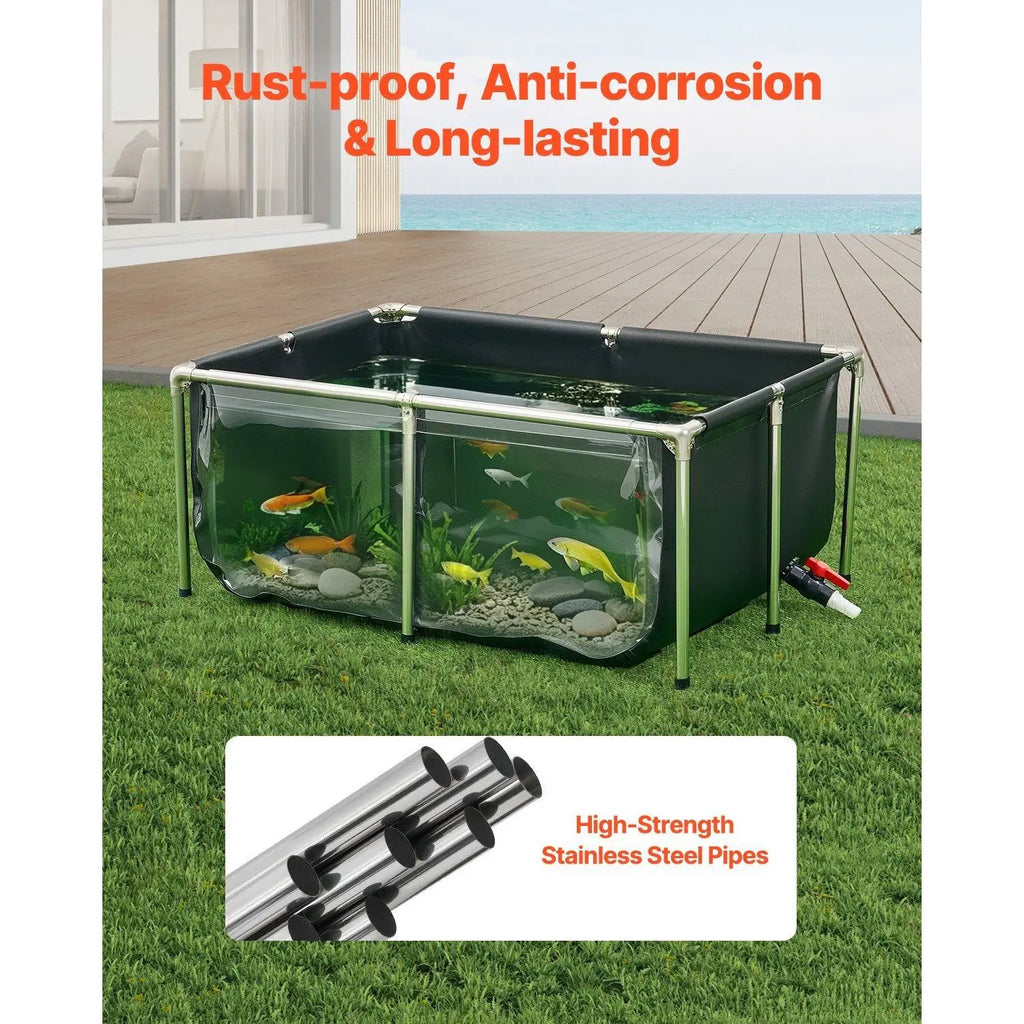 Ultra-Durable 126.8 Gal PVC Canvas Fish Tank & Koi Pond with Clear Viewing Panel