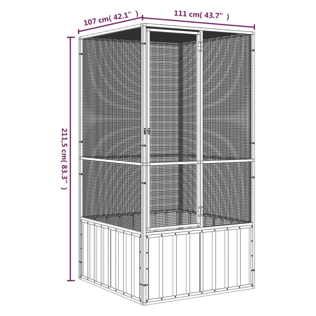 Large Galvanized Steel Bird Cage – Anthracite Finish (43.7" x 42.1" x 83.3")