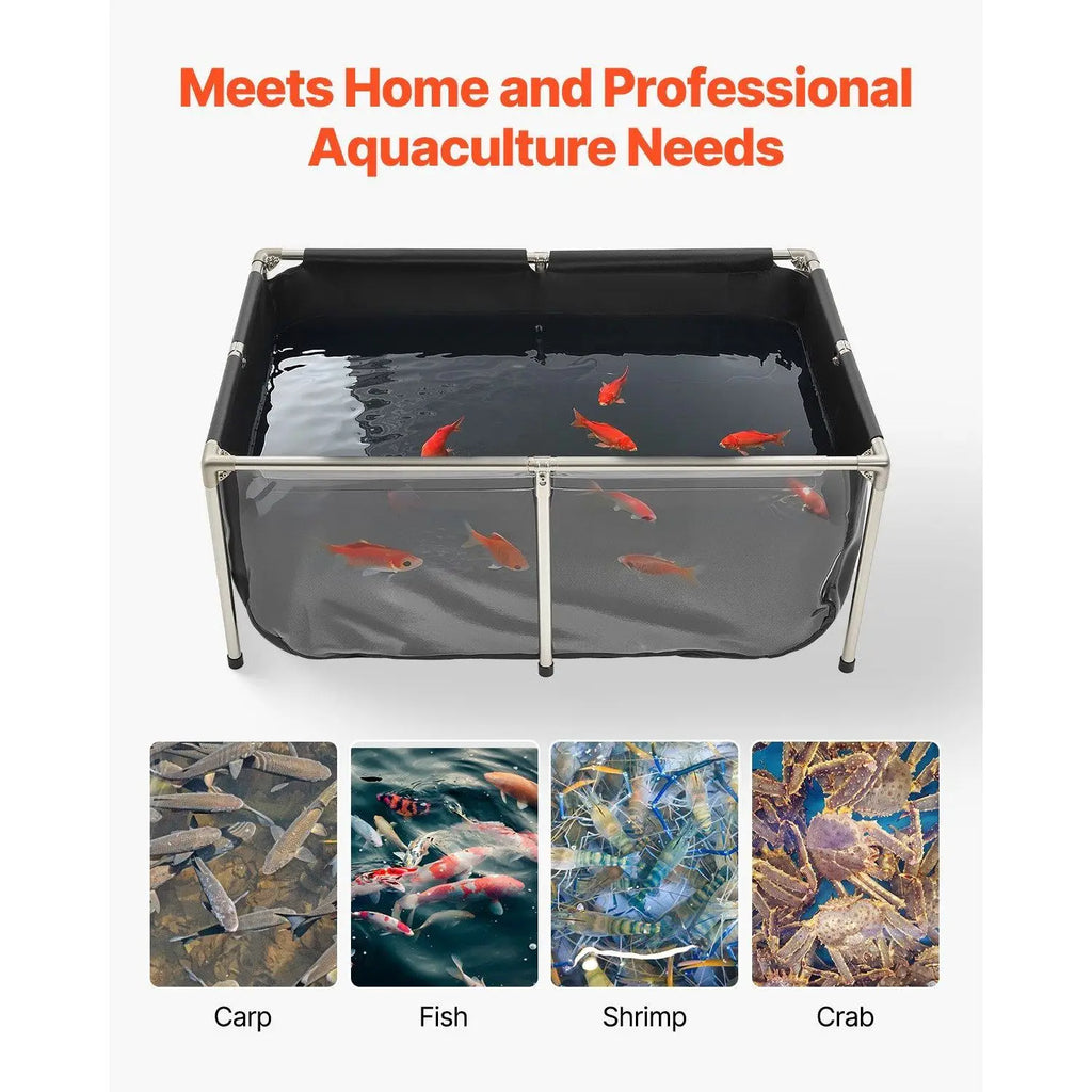 Ultra-Durable 126.8 Gal PVC Canvas Fish Tank & Koi Pond with Clear Viewing Panel