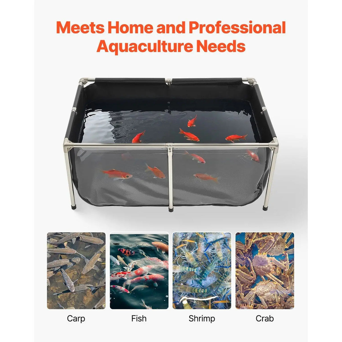 Ultra-Durable 126.8 Gal PVC Canvas Fish Tank & Koi Pond with Clear Viewing Panel