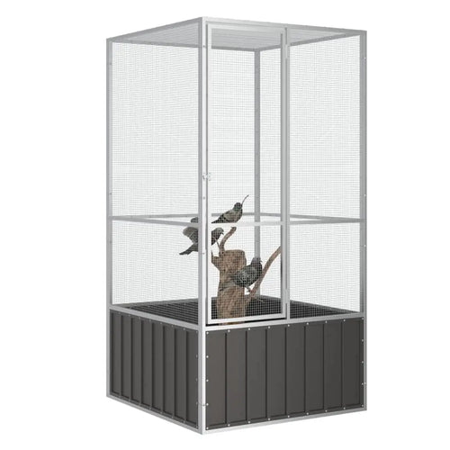 Large Galvanized Steel Bird Cage – Anthracite Finish (43.7" x 42.1" x 83.3")