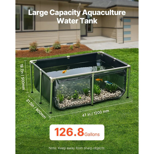 Ultra-Durable 126.8 Gal PVC Canvas Fish Tank & Koi Pond with Clear Viewing Panel