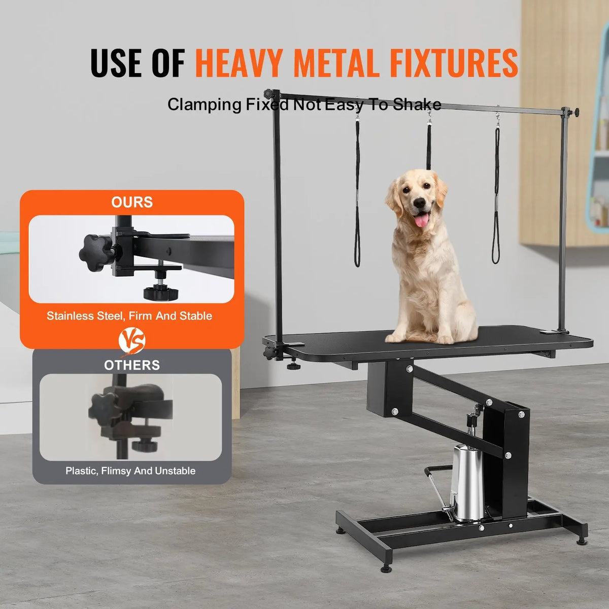 Professional Hydraulic Heavy-Duty Grooming Table (43") for Large Dogs.