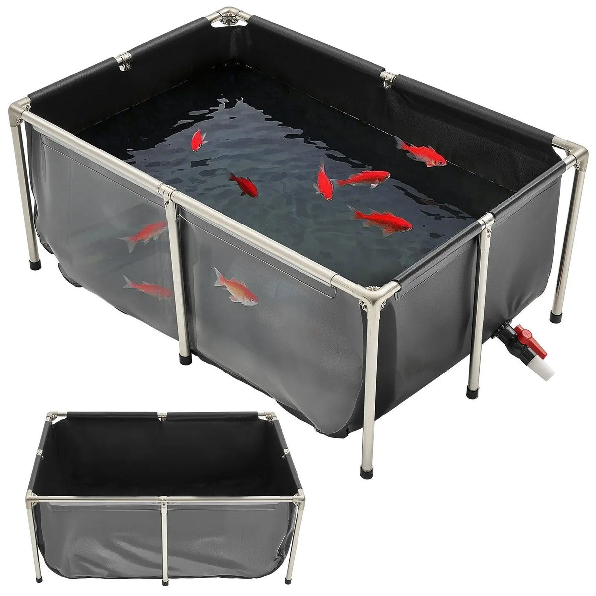 Ultra-Durable 126.8 Gal PVC Canvas Fish Tank & Koi Pond with Clear Viewing Panel